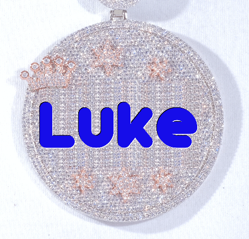 CUSTOM LETTER NECKLACE 3D BIG CROWN DISC