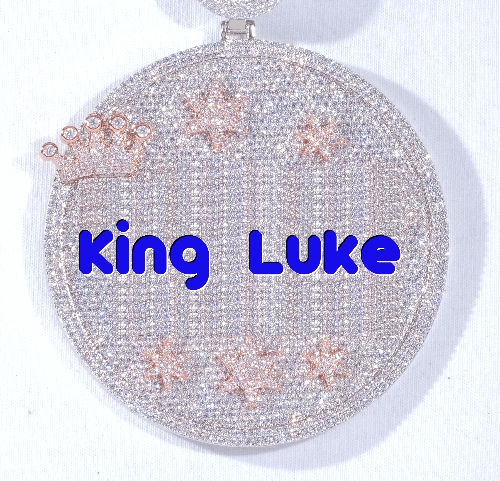 CUSTOM LETTER NECKLACE 3D BIG CROWN DISC