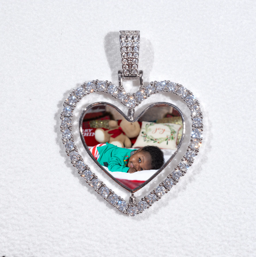 3D Spinning 2-Faced Heart Custom Picture Pendant
