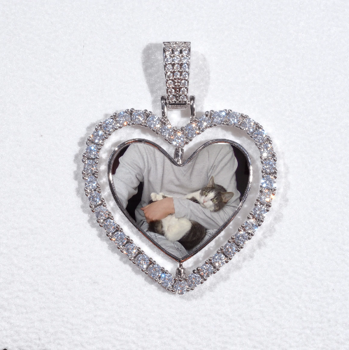 3D Spinning 2-Faced Heart Custom Picture Pendant