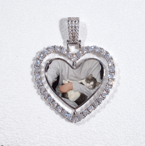 3D Spinning 2-Faced Heart Custom Picture Pendant
