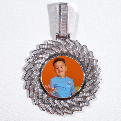 Large 3D Baguette Custom Picture Pendant