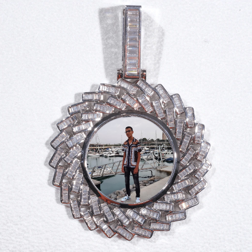 Large 3D Baguette Custom Picture Pendant