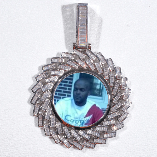 Large 3D Baguette Custom Picture Pendant