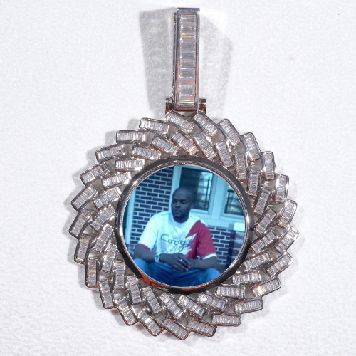 Large 3D Baguette Custom Picture Pendant