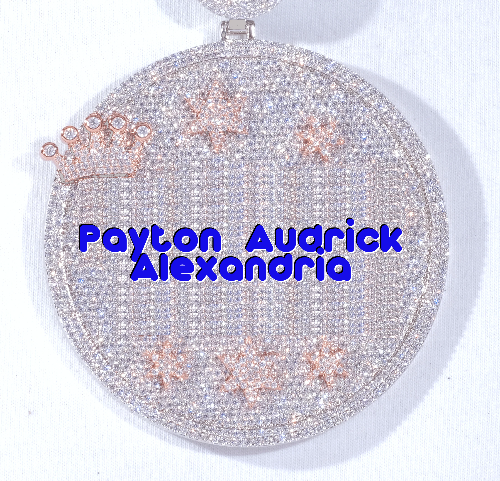 CUSTOM LETTER NECKLACE 3D BIG CROWN DISC