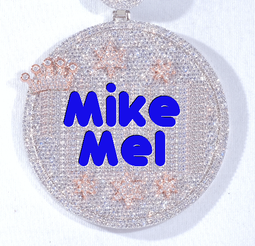 CUSTOM LETTER NECKLACE 3D BIG CROWN DISC