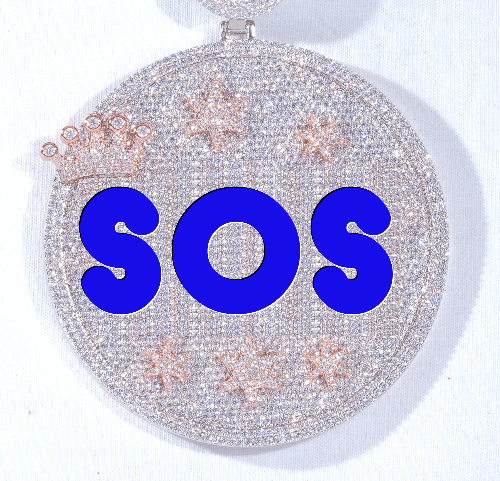 CUSTOM LETTER NECKLACE 3D BIG CROWN DISC