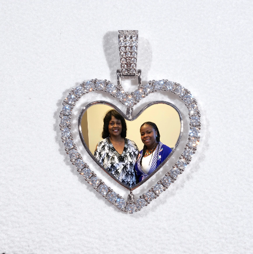 3D Spinning 2-Faced Heart Custom Picture Pendant