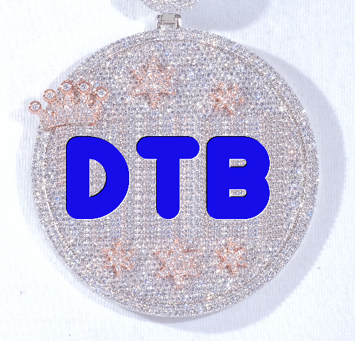CUSTOM LETTER NECKLACE 3D BIG CROWN DISC