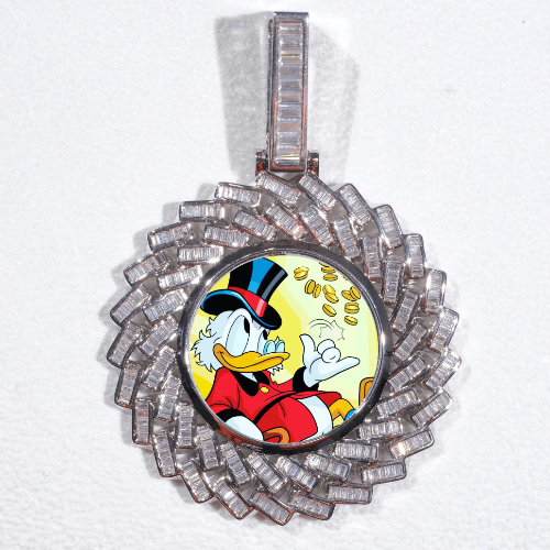 Large 3D Baguette Custom Picture Pendant