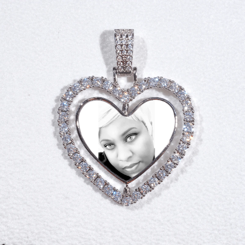 3D Spinning 2-Faced Heart Custom Picture Pendant