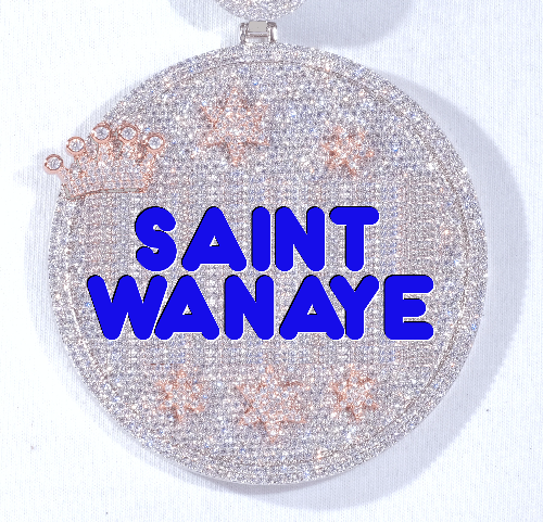 CUSTOM LETTER NECKLACE 3D BIG CROWN DISC