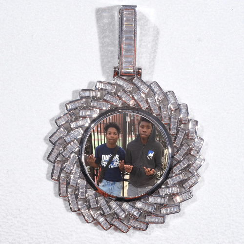Large 3D Baguette Custom Picture Pendant