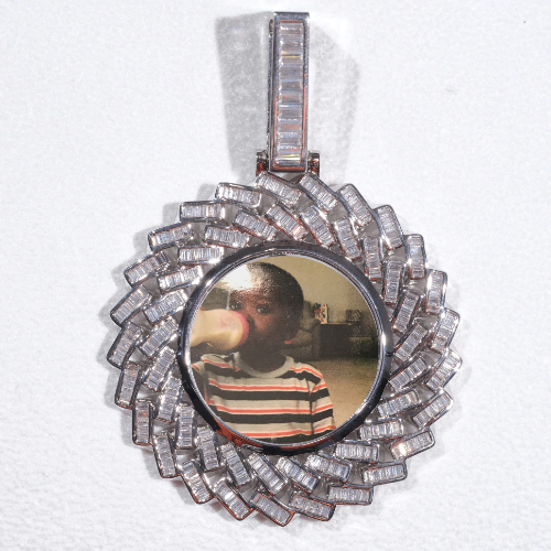 Large 3D Baguette Custom Picture Pendant