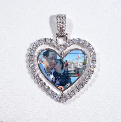 3D Spinning 2-Faced Heart Custom Picture Pendant