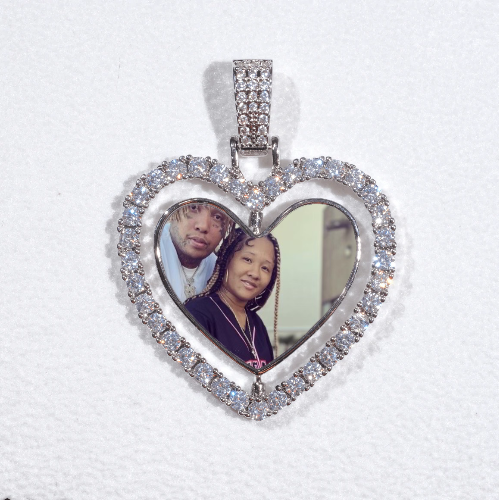 3D Spinning 2-Faced Heart Custom Picture Pendant