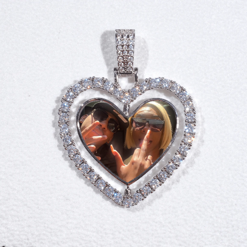 3D Spinning 2-Faced Heart Custom Picture Pendant