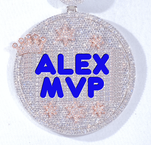 CUSTOM LETTER NECKLACE 3D BIG CROWN DISC