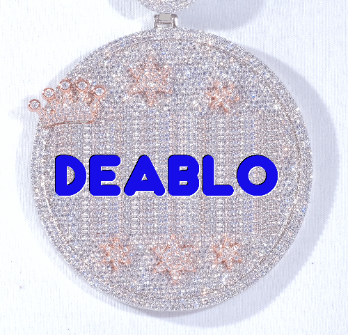 CUSTOM LETTER NECKLACE 3D BIG CROWN DISC