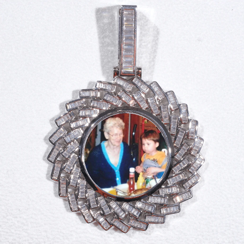 Large 3D Baguette Custom Picture Pendant