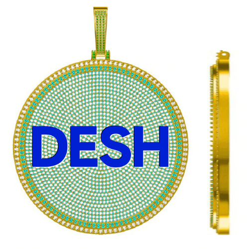 CUSTOM LETTER NECKLACE 3D BIG DISC