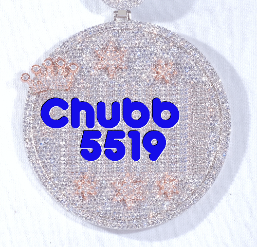 CUSTOM LETTER NECKLACE 3D BIG CROWN DISC