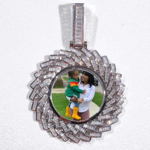 Large 3D Baguette Custom Picture Pendant