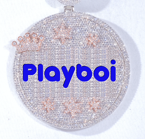 CUSTOM LETTER NECKLACE 3D BIG CROWN DISC