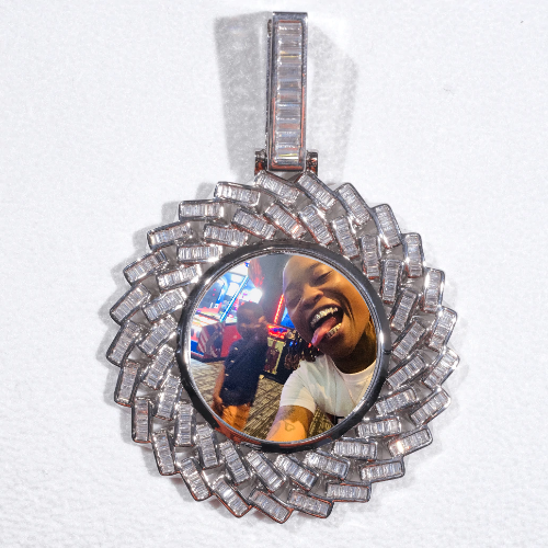 Large 3D Baguette Custom Picture Pendant