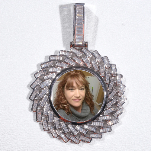 Large 3D Baguette Custom Picture Pendant