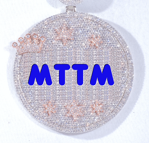 CUSTOM LETTER NECKLACE 3D BIG CROWN DISC