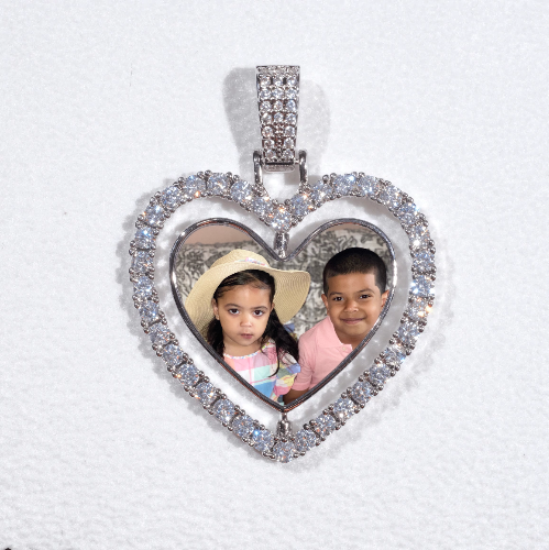 3D Spinning 2-Faced Heart Custom Picture Pendant