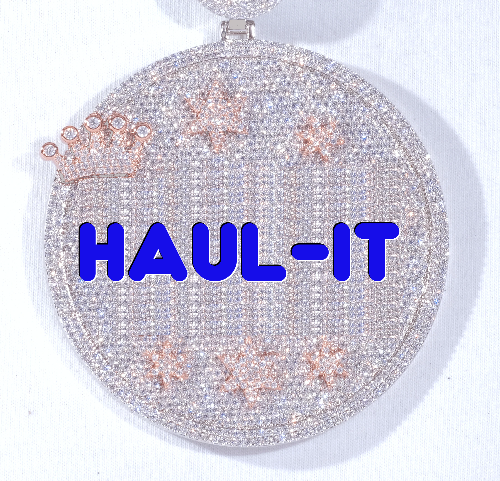 CUSTOM LETTER NECKLACE 3D BIG CROWN DISC