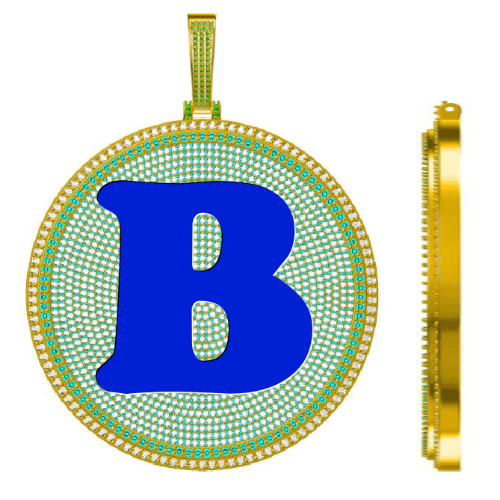 CUSTOM LETTER NECKLACE 3D BIG DISC