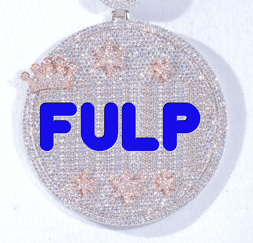 CUSTOM LETTER NECKLACE 3D BIG CROWN DISC