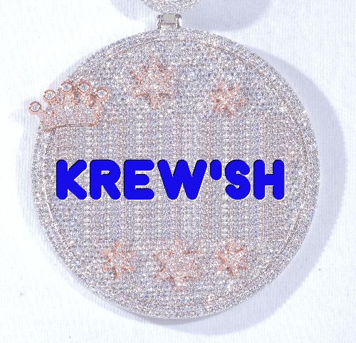 CUSTOM LETTER NECKLACE 3D BIG CROWN DISC