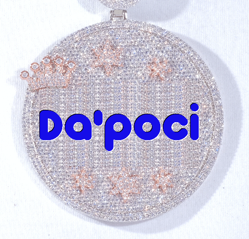 CUSTOM LETTER NECKLACE 3D BIG CROWN DISC