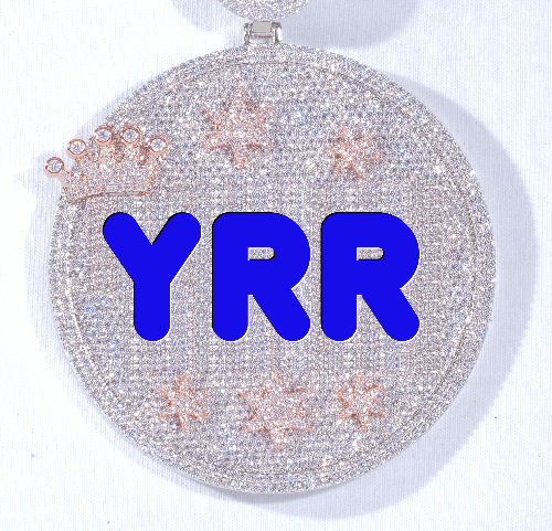 CUSTOM LETTER NECKLACE 3D BIG CROWN DISC