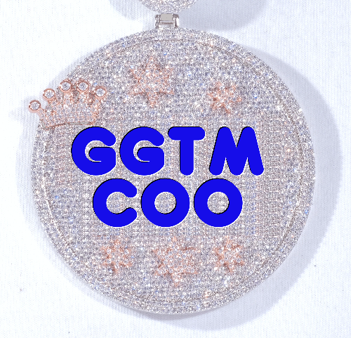 CUSTOM LETTER NECKLACE 3D BIG CROWN DISC