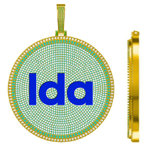 CUSTOM LETTER NECKLACE 3D BIG DISC