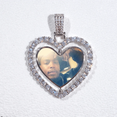 3D Spinning 2-Faced Heart Custom Picture Pendant