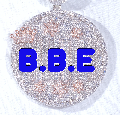 CUSTOM LETTER NECKLACE 3D BIG CROWN DISC