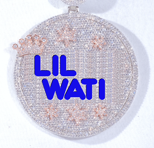 CUSTOM LETTER NECKLACE 3D BIG CROWN DISC
