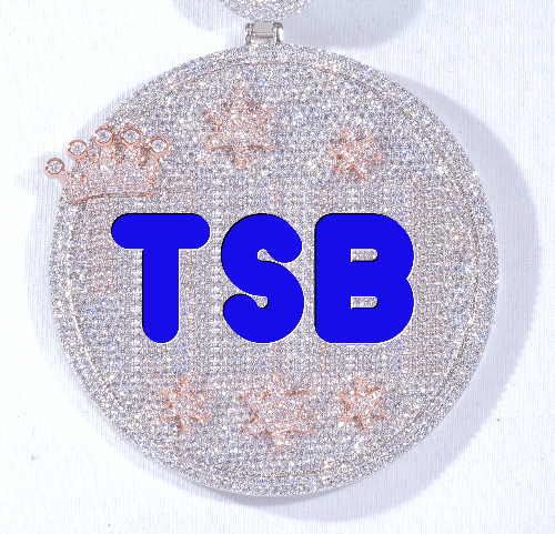 CUSTOM LETTER NECKLACE 3D BIG CROWN DISC
