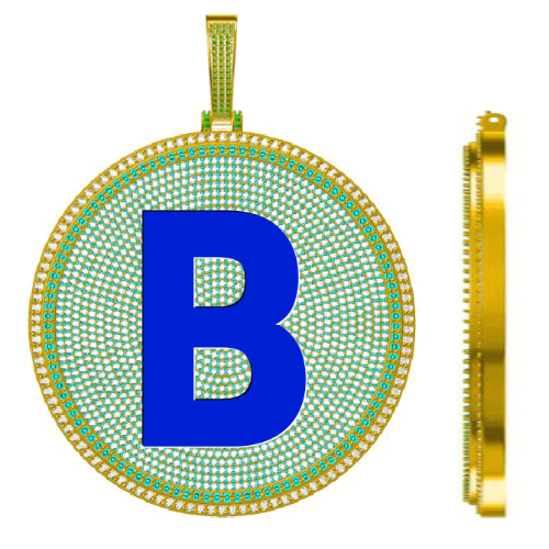 CUSTOM LETTER NECKLACE 3D BIG DISC