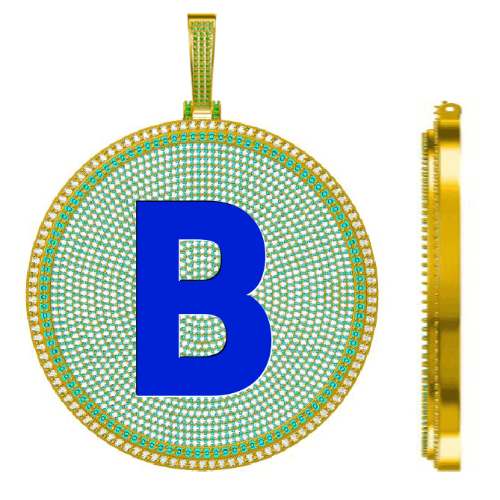 CUSTOM LETTER NECKLACE 3D BIG DISC