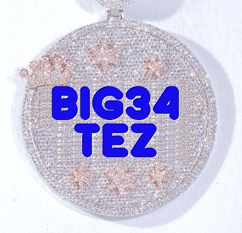 CUSTOM LETTER NECKLACE 3D BIG CROWN DISC