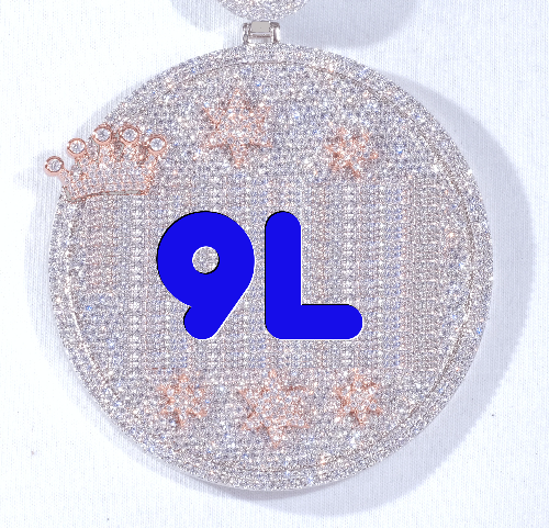 CUSTOM LETTER NECKLACE 3D BIG CROWN DISC