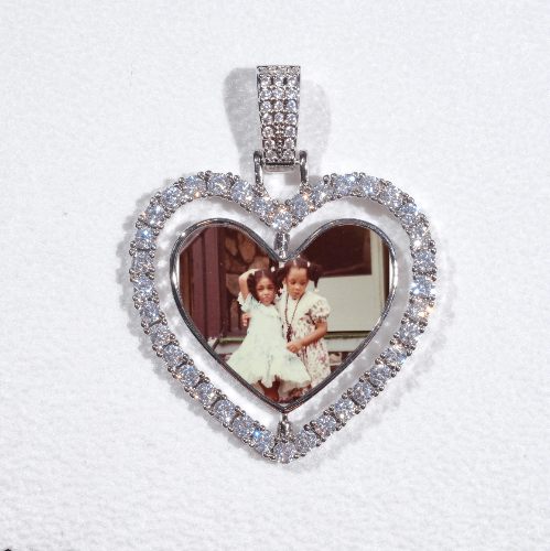 3D Spinning 2-Faced Heart Custom Picture Pendant